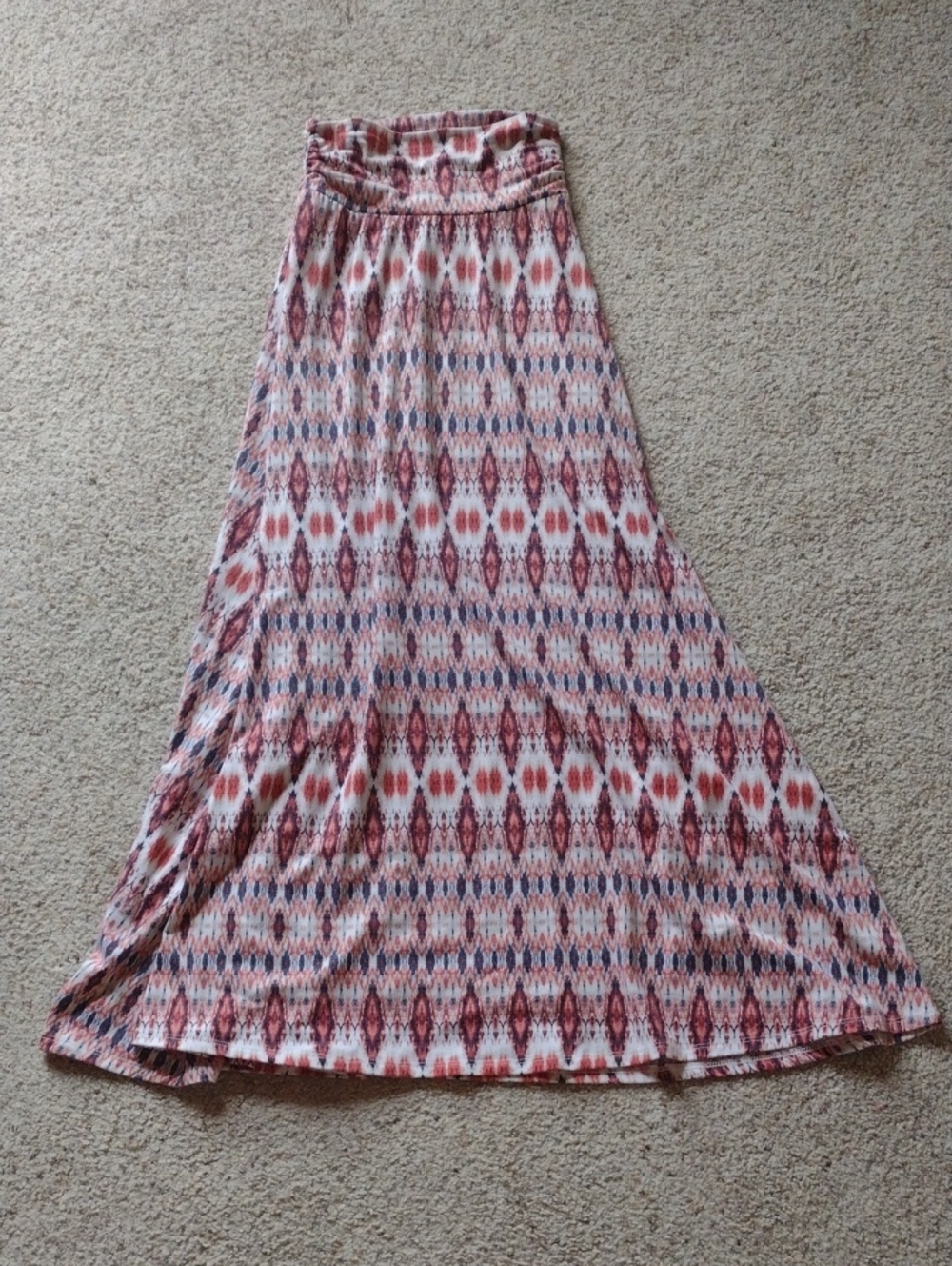 Joe B Printed Maxi Skirt in Red, Blue and Cream